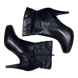 WORTHINGTON Genuine Leather Ankle High Heeled Boots Leather Upper Black Size 8M